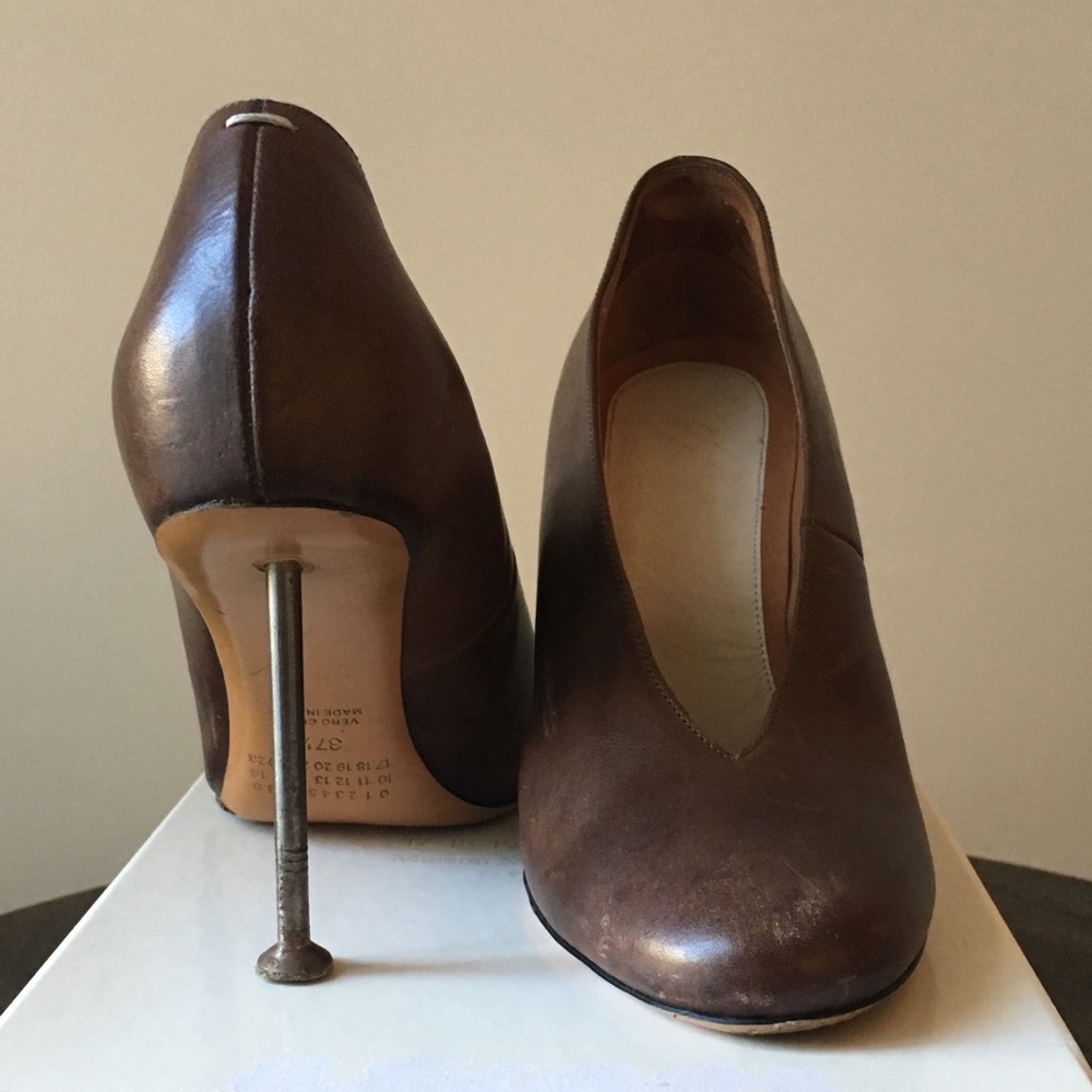 Maison Martin Margiela Brown Leather High Heel Pumps